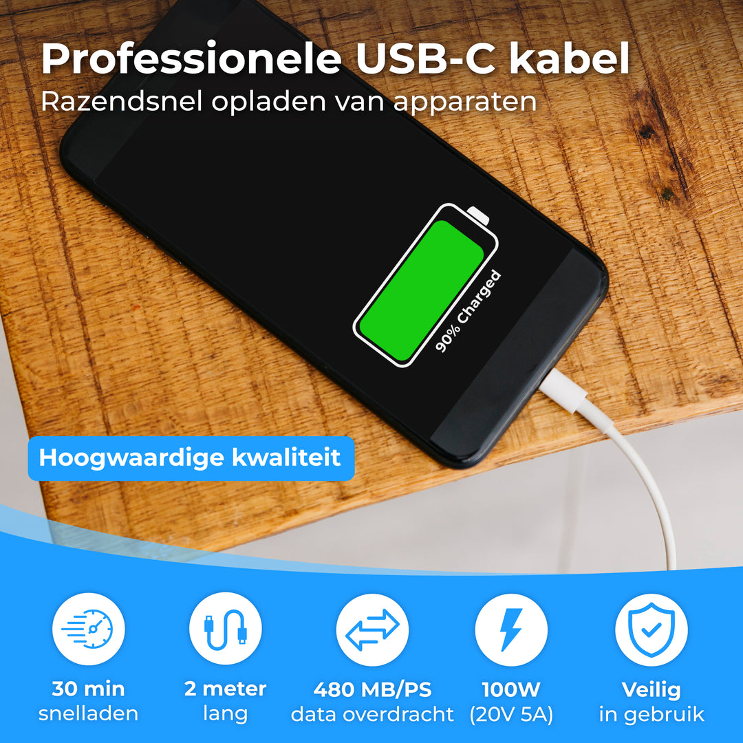Usb C Kabel 2 Meter Wit