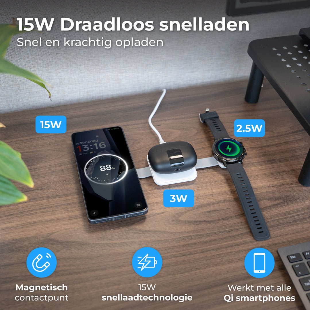 Draadloze oplader 3 in 1