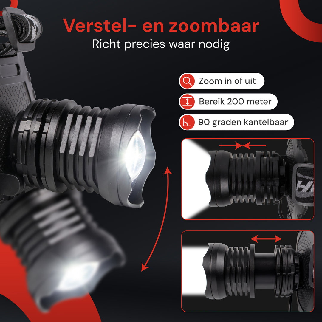 Hoofdlamp LED Oplaadbaar - 1300 Lumen