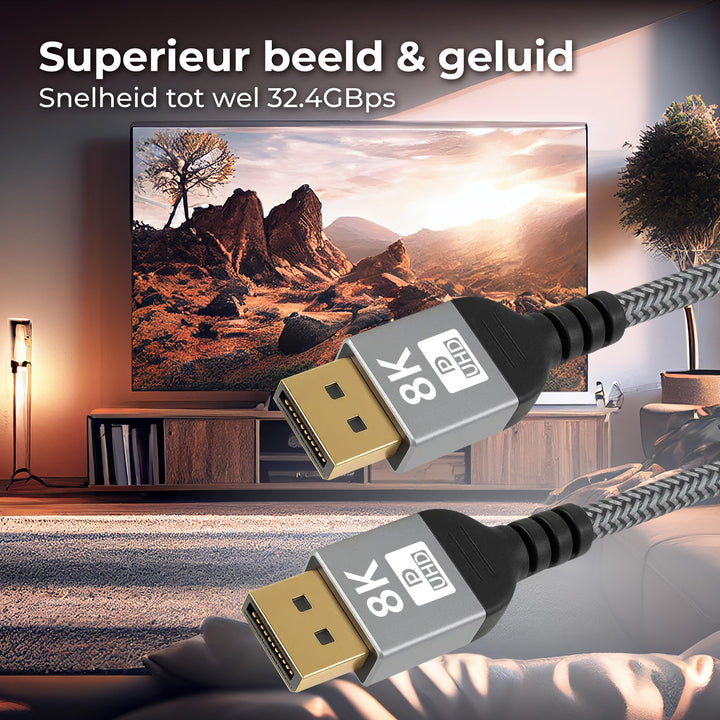 Displayport Kabel 3 Meter Grijs