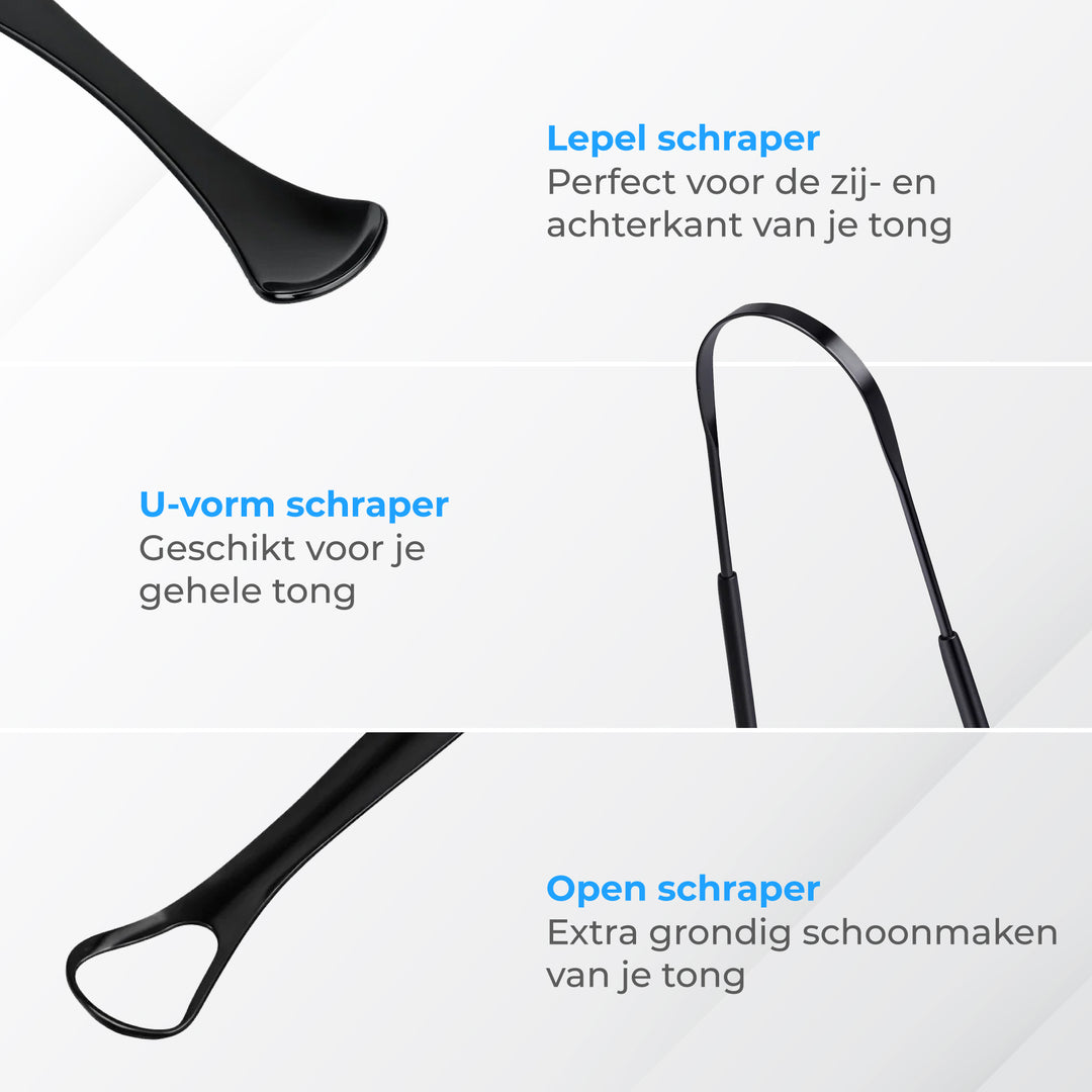 Tongschraper Set - 3 delig Zwart