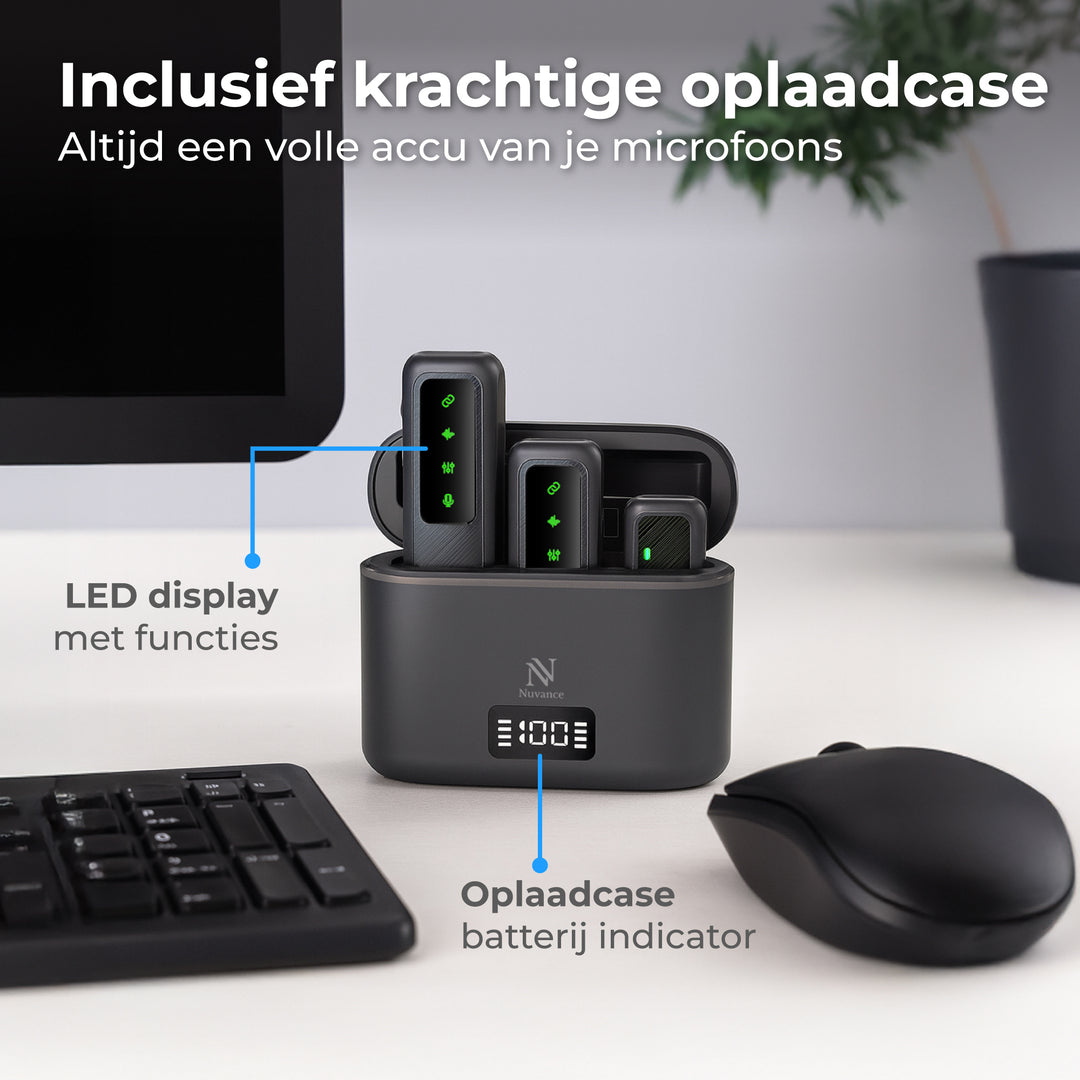 Draadloze Microfoon set Incl Laadcase