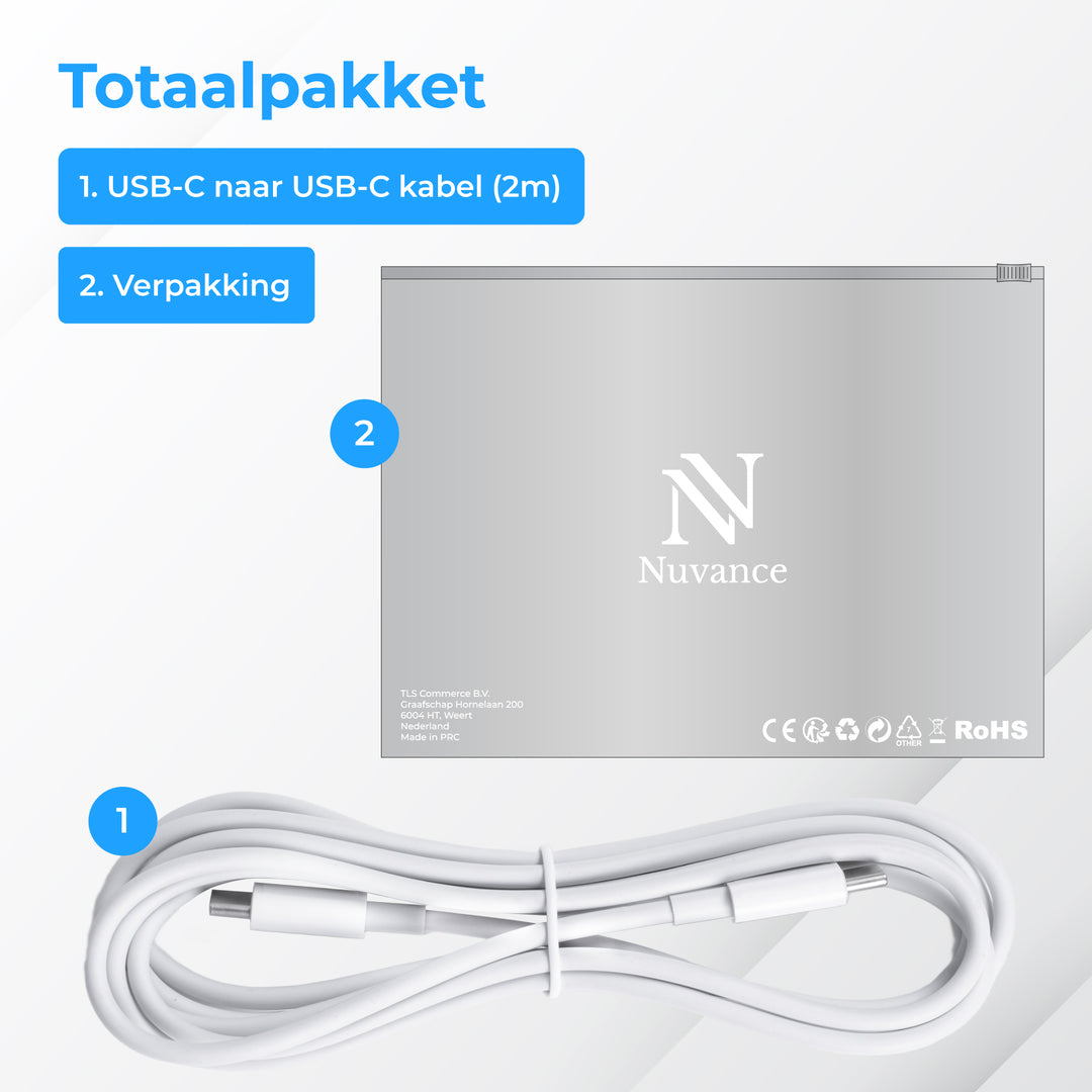 Usb C Kabel 2 Meter Wit