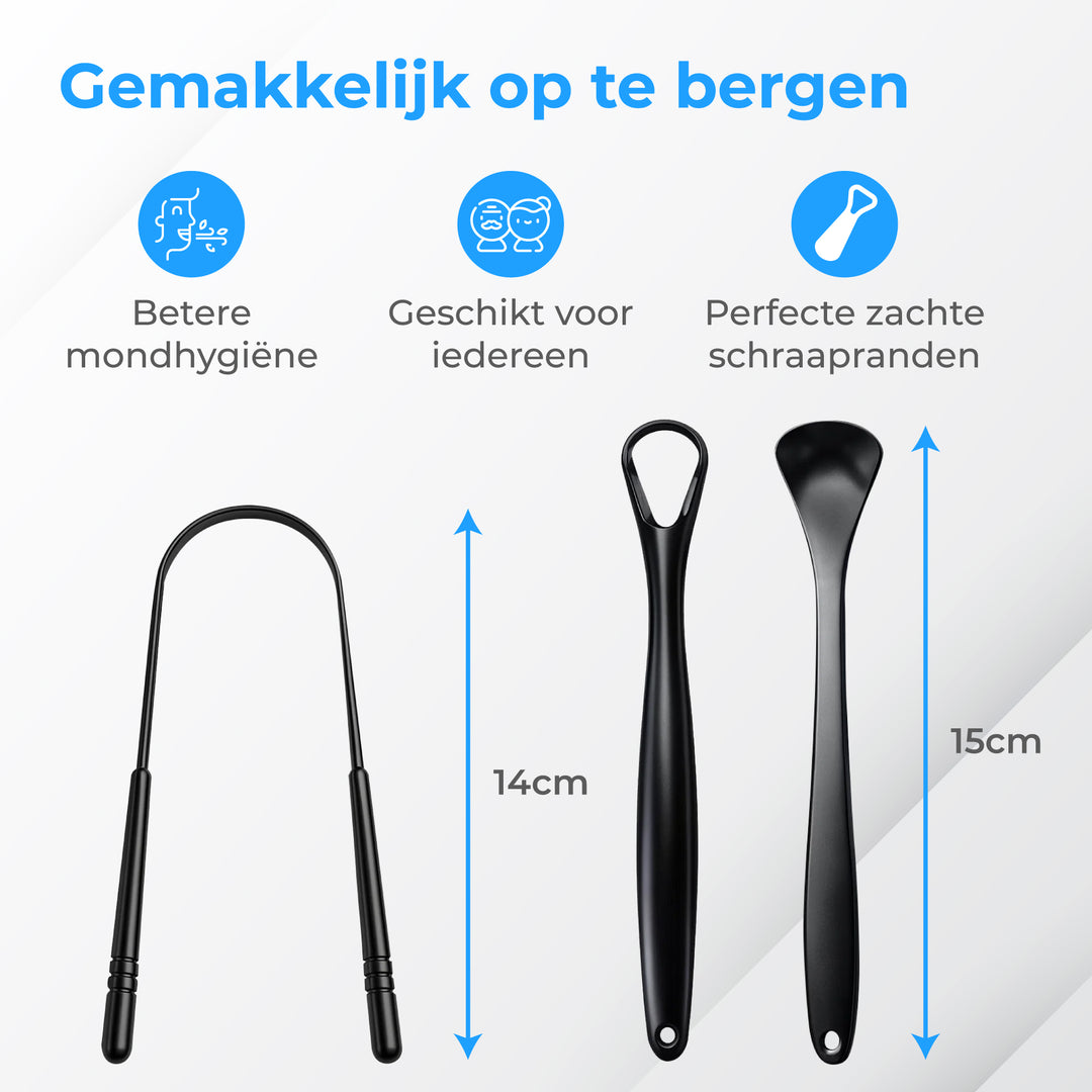 Tongschraper Set - 3 delig Zwart