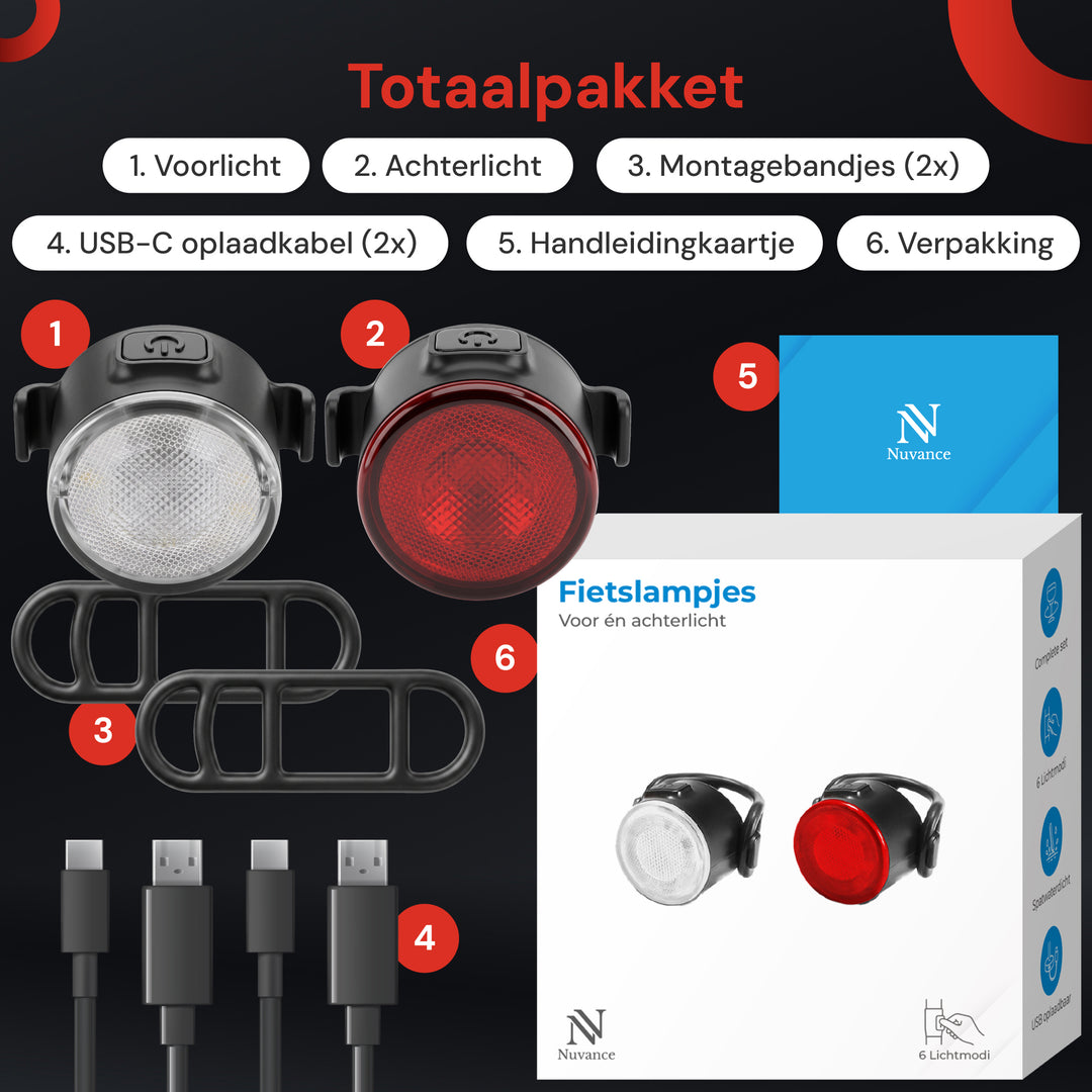 Fietslamp Rood en Wit