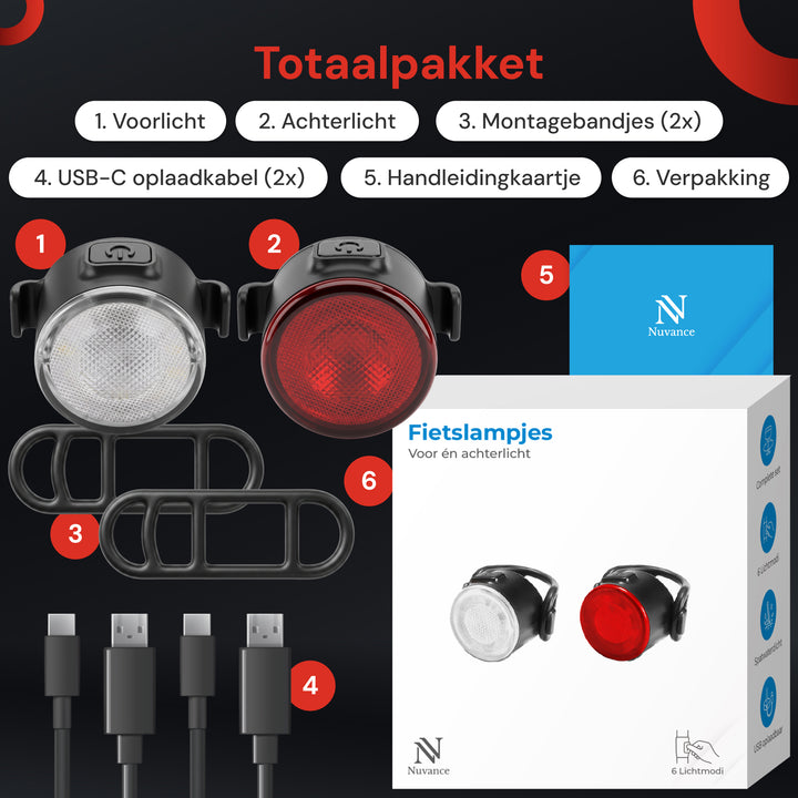 Fietslamp Rood en Wit